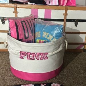 Pink Canvas Storage Basket